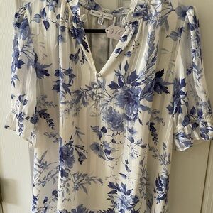💙 Maison d’Amélie Paris Blue Floral Blouse M